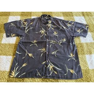 Tommy Bahama Mens XL Brown Bird of Paradise Floral Silk Blend Camp Shirt‎ 0543